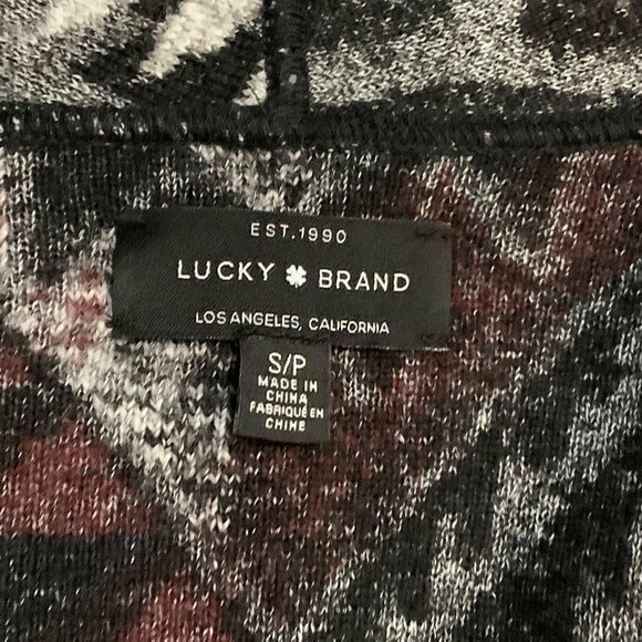 Lucky Brand Aztec Pattern Fringed Cardigan Women Size Small Boho Southwestern - Picture 6 of 8